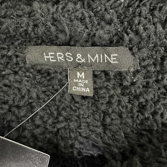 NWT Hers & Mine Duster Cardigan Womens M Black Open Front Chore Pockets Longline - Picture 6 of 6